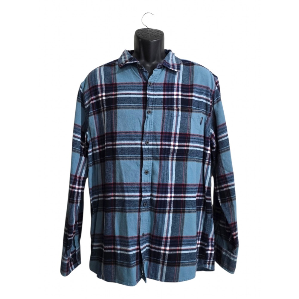 Eddie Bauer Relaxed Fit Bristol Plaid Flannel Shirt In Lightstream Sz XL